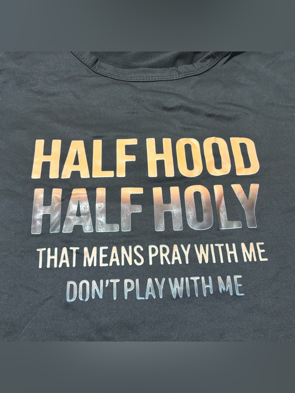 Unisex Half Hood Half Holy Graphic Tee - Picture 2 of 5
